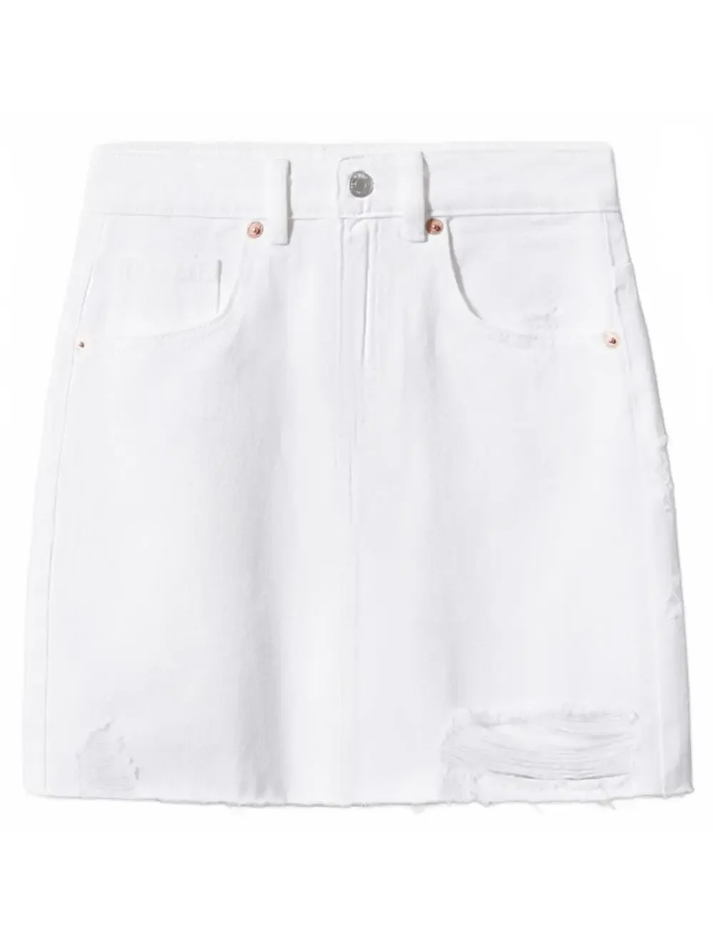 Mango Teen's Denim Mini Skirt with Frayed Hem NWT Off White Teens Large